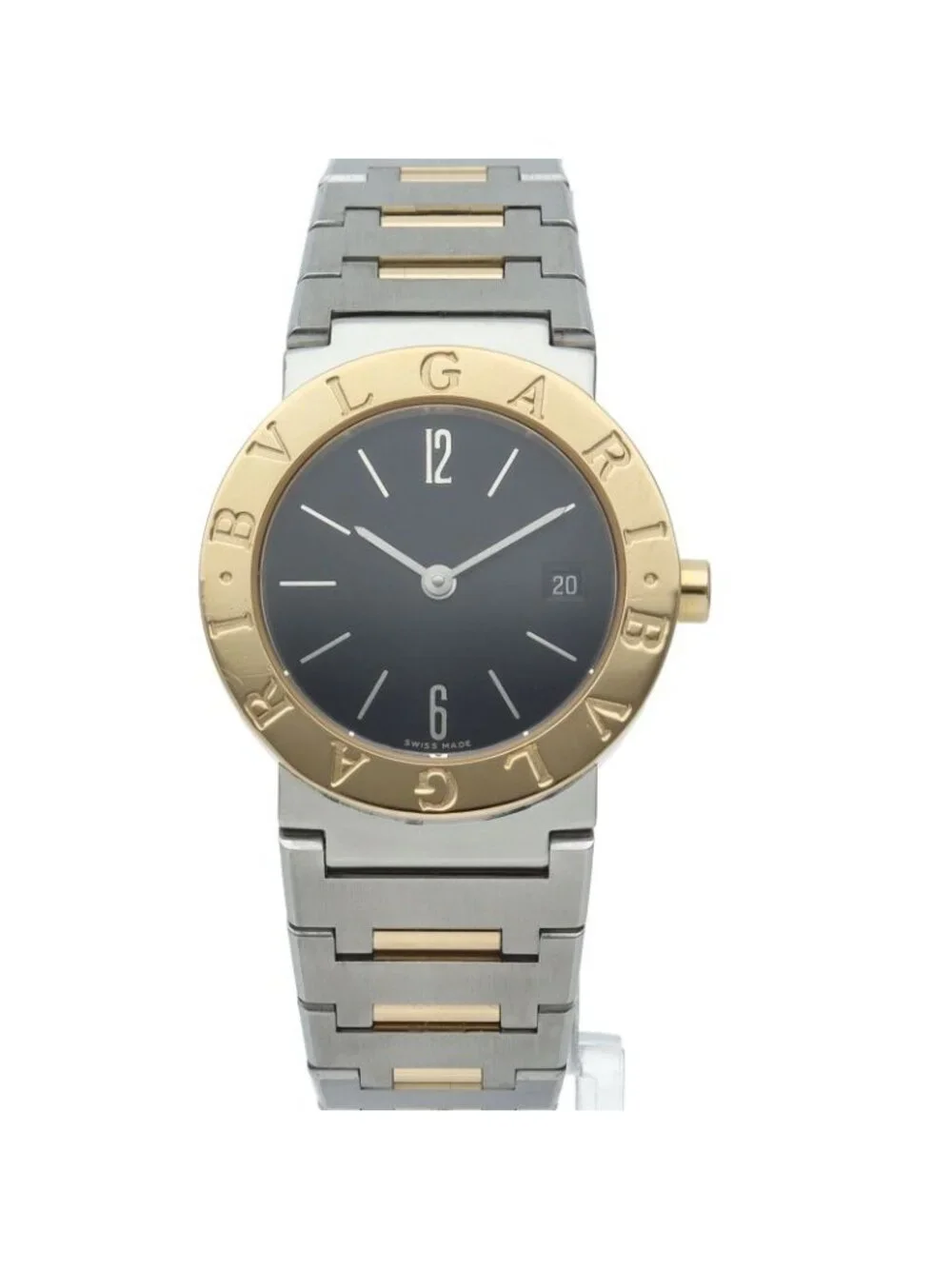 Bvlgari Watch 26 18k Yellow Gold SS Black Polished